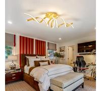 Modern Anti-Glare LED Ceiling Light with Creative Spiral Ring Design Energy-Saving Dimmable 3000K-6500K Ceiling Lamp Bedroom Ceiling Light Interior Lighting Living Room Lamp 75W L100cm (B:Gold)