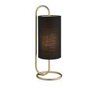 Modern Antique Brass Oval Table Lamp Desk Light & Black Fabric Cylinder Shade