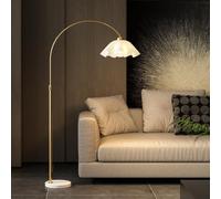 Modern Arc Floor Lamp Adjustable LED Tall Standing Lamp 3 Color Temperatures Flower Floor Lamps with Acrylic Shade & Marble Base Over Couch Arched Floor Light for Living Room Bedroom