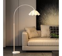 Modern Arc Floor Lamp Adjustable LED Tall Standing Lamp 3 Color Temperatures Flower Floor Lamps with Acrylic Shade & Marble Base Over Couch Arched Floor Light for Living Room Bedroom