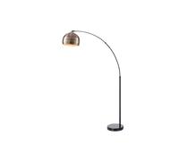 Teamson Home Arquer 173cm Arc Floor Lamp with Faux Marble Base, Antique Brass - Brown