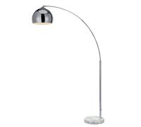 Teamson Home Arquer LED Standard Arc Curved Floor Lamp, Modern Lighting, Chrome - Grey