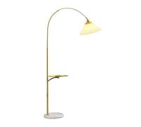 Modern Arc Floor Lamp with Pleated Umbrella Shade - Stylish Reading Light with Metal Tray for Living Room Bedroom and Office - Elegant Standing Lamp for Home Decor