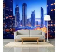Modern Architecture Bird's Eye View 3D Panoramic Photo Wallpaper 450 x 280 cm Photo Wallpaper Mural, Blue Non-Woven Premium Art Print Fleece Wall Mural Decoration Poster Picture Design Modern