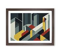 Modern Architecture Vol.1 Abstract H1022 Framed Print for Living Room Bedroom Home Office Décor, Wall Art Picture Ready to Hang, Walnut A3 Frame (46 x 34 cm)