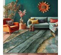 Modern Area Rug 160x180 cm Abstract Design for Living Room Dining Room Hallway Kitchen Large Green Yellow Carpet Stylish Home Decor