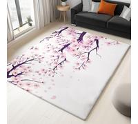 Modern Area Rug Cherry Blossom Branches Pink 80x150cm Washable Living Room Area Rugs 3D Print Non-Slip Soft Accent Carpet, for Bedroom Home Office Kitchen