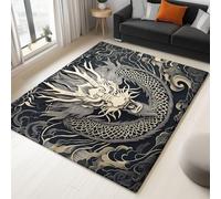 Modern Area Rug Chinese Dragon Relief 160x230cm Washable Living Room Area Rugs 3D Print Non-Slip Soft Accent Carpet, for Bedroom Home Office Kitchen