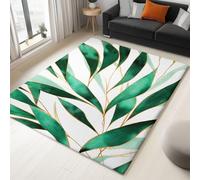 Modern Area Rug Green Palm Leaves 80x150cm Washable Living Room Area Rugs 3D Print Non-Slip Soft Accent Carpet, for Bedroom Home Office Kitchen