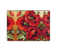 Modern Area Rug, Indoor Rugs,Beautiful Red Poppy Flower Rugs for Bedroom Living Room Extra Soft and Comfy Carpet and Perfect for Hardwood Floors 80 X 58 in