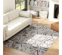 HOMCOM Modern Area Rug, Triangle Pattern Non-Slip Washable Rug, Chenille Floor Carpet for Living Room, Bedroom, Dining Room, Home Office, 170 x 120 cm, Brown