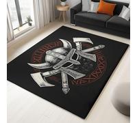 Modern Area Rug Viking Helmet Axe 140x200cm Washable Living Room Area Rugs 3D Print Non-Slip Soft Accent Carpet, for Bedroom Home Office Kitchen