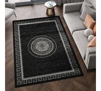 MODERN AREA RUGS 12mm Living Room Large Small Non Slip Kitchen Floor Mats with Soft Pile Thick Bedroom Carpets Hallway Runners Grey, Black, Brown (Black, 160 x 230 cm)