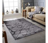 MODERN AREA RUGS 12mm Living Room Large Small Non Slip Kitchen Floor Mats with Soft Pile Thick Bedroom Carpets Hallway Runners Grey, Black, Brown (Tile Grey, 160 x 230 cm (Rectangular))