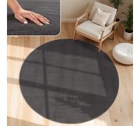 Paco Home Modern Cosy Living Room Rug Short Pile Washable Fluffy Soft Unicolor Fur Look Easy to Clean Non Slip, Size:160x220 cm, Colour:Anthracite