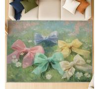 Modern Area Rugs Machine Washable - Pastel Oil Painting Bow Meadow Extra Large Rug Multicolor Carpet for Kitchen Hallway Bedroom with Anti-slip TPR Backing 180 x 270 cm (72" x 107" Inches)