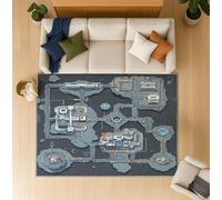 Modern Area Rugs Machine Washable - Sci-Fi Event Scene Space Base Extra Large Rug Navy Blue Carpet for Kitchen Hallway Bedroom with Anti-slip TPR Backing 180 x 270 cm (72" x 107" Inches)