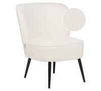 Modern Armless Living Room Accent Armchair Boucle Fabric White Voss