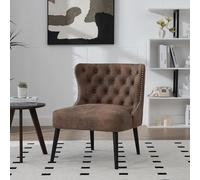Modern Armless Sofa Chair with Rivets Tech Fabric & Solid Wood Legs Stylish Single Seat for Living Room Coffee Color Comfortable & Contemporary Design