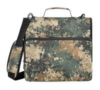 Modern Army Green Camouflage 1.5 Inch 3 Rings Zip Up Binder with Shoulder Strap Multi-Pocket Document Organizer Bag for Office School