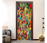 Modern Art 3D 3D Polka Dot Pattern Door Mural Sticker, Peel and Stick Removable Vinyl Door Decals for Interior&Exterior Home Decor, Colorful Waterproof Door Stickers 77x200 cm