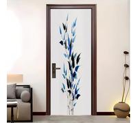 Modern Art 3D Door Mural Sticker 77x200 cm, Bamboo in Ink Painting Peel and Stick Removable Waterproof Vinyl Door Stickers White for Exterior Interior Doors Home Decor