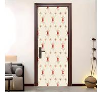 Modern Art 3D Door Sticker 77x200 cm Geometric Rhombus Checkered Pattern Removable Waterproof Door Poster Decals for Bedroom Living Room Beige Self-Adhesive Doors Mural Covers Decoration Wall Stickers