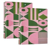 Modern Art Abstract Shapes Pink Green 1.5 in School Binders Three Ringing with Pockets 1/2 Pack Assorted Binders Hardcover