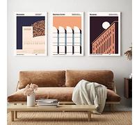 Modern Art Architecture Posters And Prints Vintage Berlin Bauhaus Archiv Secession 3 Pieces Canvas Painting Wall Art Pictures Home Decor 16"X24" No Framed