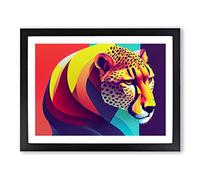Modern Art Cheetah Abstract H1022 Framed Print for Living Room Bedroom Home Office Décor, Wall Art Picture Ready to Hang, Black A2 Frame (64 x 46 cm)