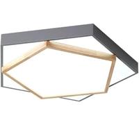 Modern Art Deco Dimmable Flush Mount Ceiling Light Fixture, Double Layer Pentagon Design for Living Room and Bedroom (Green 35cm / Gray 45cm)