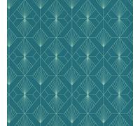 Modern Art Art Deco Geometric Fan Wallpaper Teal / Silver Rasch 620924