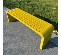 Modern Art Deco Waterproof Metal Picnic Bench - Multicolor Alloy Outdoor Indoor Garden Bench for Patio, Lawn, Yard, Porch - 79" L x 16" W x 18" H, Yellow