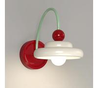 Modern Art Decor Wall Light Fixture Cream Style Indoor Wall Sconce Burgundy Base Tender Green Pole, Bauhaus Creative Kids Room Bedroom Metal Wall Lamp for Bedside Cafe Living Room