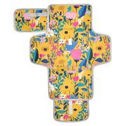 Modern Art Floral Yellow Reusable Changing Table mat with Tissue Pocket Waterproof Pads for Baby with Built-in Pillow cambiadores de pa?ales para Bebes