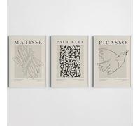 Modern Art Gallery Wall Prints, Matisse Picasso Paul Klee Set of 3 Posters, Mid-Century Style, Wall Art Prints (A2-42.0 x 59.4cm)