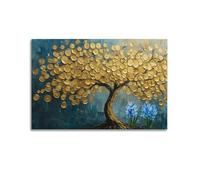 Modern Art Golden Lucky Tree Money Tree Canvas Wall Art Gold Tree of Life Painting Canvas Art Good Luck Money And Wealth Picture Stunning Poster Decorative for Home, Office & Hotel Lobbies20x30inch(50
