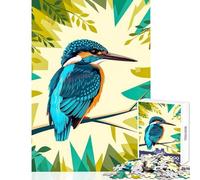 Modern Art Kingfisher on Tree Branch Jigsaw Puzzles 1000 Pieces for Teenagers Boost Memory And Cognitive Function Calm Peaceful Leisure Activity (38X26cm)