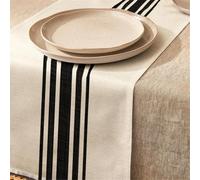 Modern Art Linen Table Runners - Spring Boho Geometry Leaf Polyester Blend Tablecloth, Oil-Proof Durable Decorative Runner for Dining Kitchen Coffee Table Holiday Decor (Simple Stripes,33x160cm)