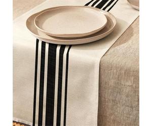 Modern Art Linen Table Runners - Spring Boho Geometry Leaf Polyester Blend Tablecloth, Oil-Proof Durable Decorative Runner for Dining Kitchen Coffee Table Holiday Decor (Simple Stripes,33x183cm)