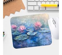 Modern Art Mouse Pad - Premium Textured Waterproof Desk Mousepad with Claude Monet's Water Lilies Landscape Design - Washable Non-Slip Gaming and Office Mat