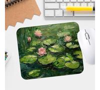 Modern Art Mouse Pad - Premium Textured Waterproof Desk Mousepad with Claude Monet's Water Lilies Reflection Design - Durable Non-Slip Gaming and Office Mat
