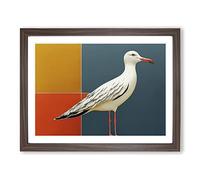 Modern Art Seagull Framed Wall Art Print A2 Walnut