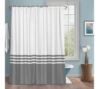 Modern Art Shower Curtain with 12 Hooks Grey White Simple Striped Farmhouse Waterproof Fabric Shower Curtains Sets for Bathroom Bath Decorations, Machine Washable, 54"x78"