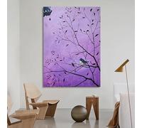 Modern Art Wall Bird On A Branch 100% Hand Painted Oil Paintings On Canvas Frameless Original Texture Artwork For Living Room 90X150Cm(35.4X59Inch)