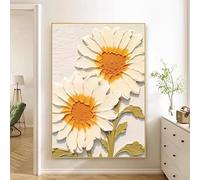 Modern Art Wall Decor Sunflower Hand Painted Flower Oil Painting Original Frameless Wall Art Aesthetic Texture Artwork For Living Room Office 60X80Cm(24X32Inch)