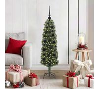 Modern Artificial Christmas Tree, Pre-Lit with 150 Warm White LEDs, 120 cm Tall, Durable Green PVC & Steel, USB Powered for Indoor/Sheltered Outdoor Use, with Stand