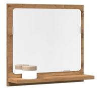 Modern Artisan Oak Bathroom Mirror with Shelf - Space-Saving Wall-Mounted Design 40 x 11 x 37 cm Perfect for Small Spaces Ideal for Cactus Display Wood Construction