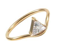 Modern Artisan Ring Curved Band with Unique Zircon Titanium Steel Sculptural Statement Jewelry Gift for Women