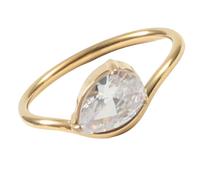 Modern Artisan Ring Curved Band with Unique Zircon Titanium Steel Sculptural Statement Jewelry Gift for Women